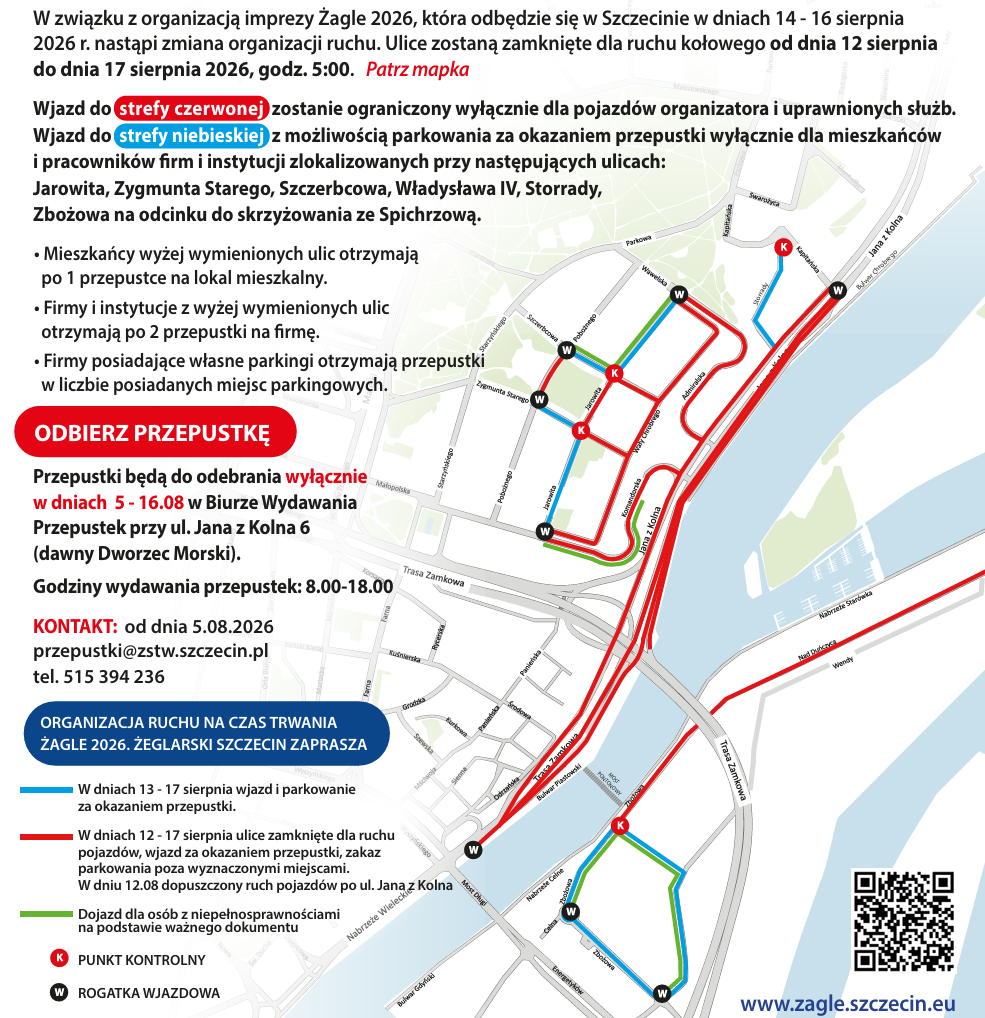 Żagle 2026 Szczecin parking – mapa dojazdu i zamkniętych ulic